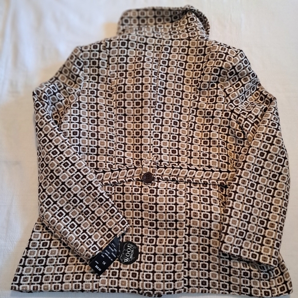 Robert Louis women's size 1X Brown Camel geometric belted jacket, New - Picture 8 of 8